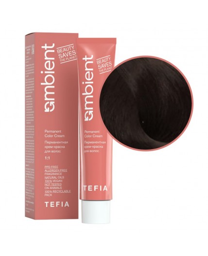 TEFIA  Ambient 4.8 Перманентная крем-краска для волос / Брюнет коричневый, 60 мл