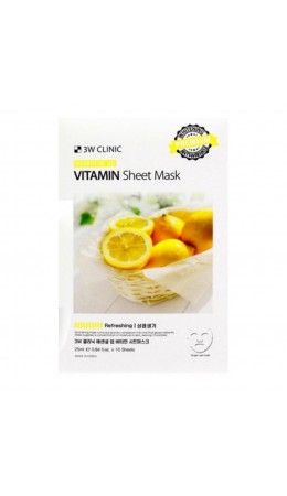 3W Clinic Тканевая маска для лица с витамином С, 25 мл