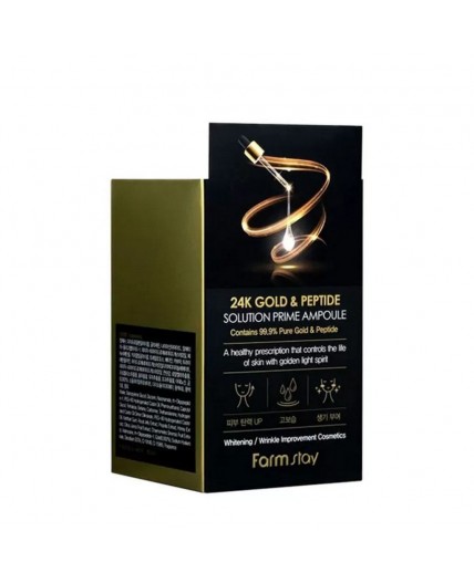 Farm Stay Ампульная сыворотка для лица с 24-каратным золотом и пептидами / 24K Gold & Peptide Solution Prime Ampoule, 250 мл