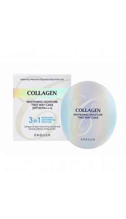 Enough Пудра для светлой кожи со сменным блоком / Collagen Whitening Moisture Two Way Cake №13 SPF30 PA+++, 13 мл x 2