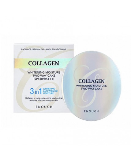 Enough Пудра для светлой кожи со сменным блоком / Collagen Whitening Moisture Two Way Cake №21 SPF30 PA+++, 13 мл x 2