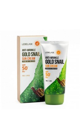 Lebelage Солнцезащитный крем для лица с муцином улитки / Anti-Wrinkle Gold Snail Sun Cream SPF50+PA+, 70 мл