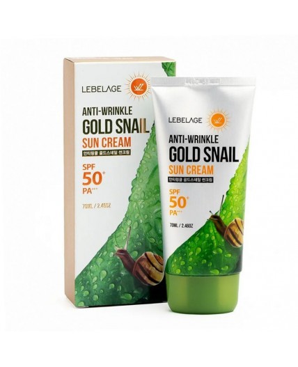 Lebelage Солнцезащитный крем для лица с муцином улитки / Anti-Wrinkle Gold Snail Sun Cream SPF50+PA+, 70 мл