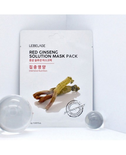 Lebelage Маска тканевая с красным женьшенем / Red Ginseng Solution Mask Pack, 25 г