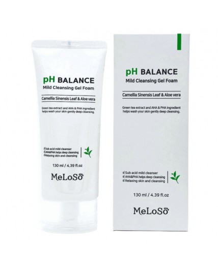 MeLoSo Очищающая пенка для лица с экстрактом камелии и алоэ / pH Balance Mild Cleansing Gel Foam, 130 мл