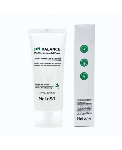 MeLoSo Очищающая пенка для лица с экстрактом камелии и алоэ / pH Balance Mild Cleansing Gel Foam, 130 мл