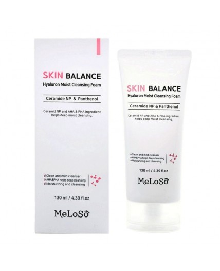 MeLoSo Очищающая пенка для лица с церамидами и пантенолом / Skin Balance Hyaluron Moist Cleansing Foam, 130 мл