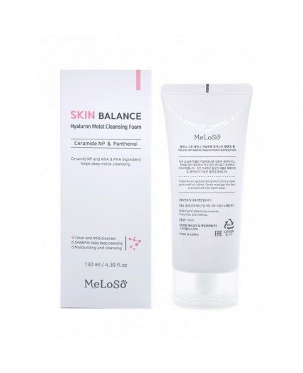 MeLoSo Очищающая пенка для лица с церамидами и пантенолом / Skin Balance Hyaluron Moist Cleansing Foam, 130 мл