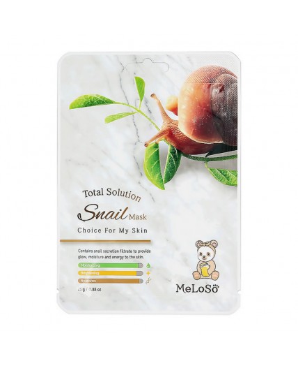 MeLoSo Тканевая маска для лица с экстрактом муцина улитки / Total Solution Snail Mask, 25 г