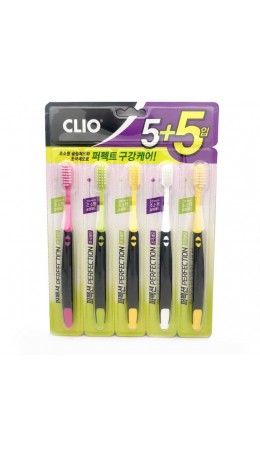 Clio Набор зубных щёток / Perfection 5+5 Antibacterial, 10 шт.