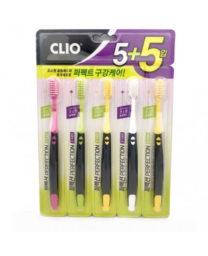 Clio Набор зубных щёток / Perfection 5+5 Antibacterial, 10 шт.