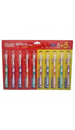 Clio Набор зубных щёток / Dentimate 5+5 Super Thin toothbrush, 10 шт.