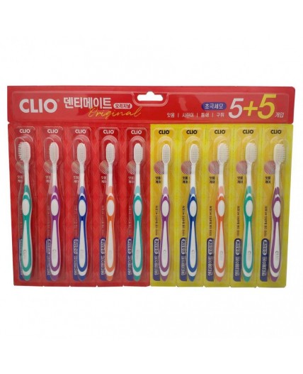 Clio Набор зубных щёток / Dentimate 5+5 Super Thin toothbrush, 10 шт.