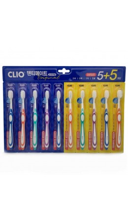 Clio Набор зубных щёток / Dentimate 5+5 Round bristle toothbrush, 10 шт.