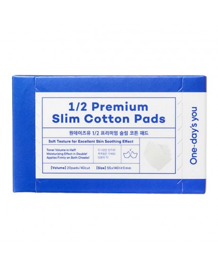 One-days You Тонкие хлопковые пэды для тонера / Premium Slim Cotton Pads 1/2, 20 шт.