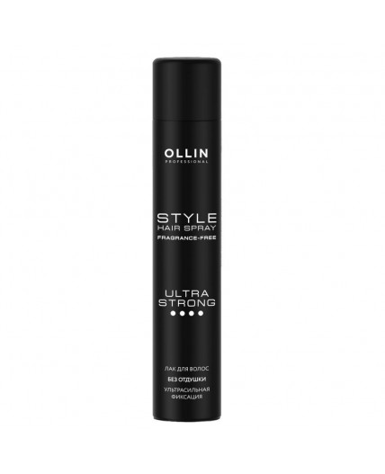 Ollin Лак для волос ультрасильной фиксации без отдушки / Style Hair Spray Fragnance Free Ultra Strong, 400 мл