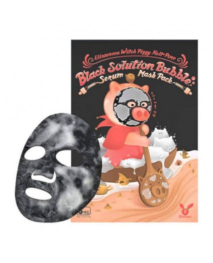 Elizavecca Маска пузырьковая для лица с порошком чёрного угля / Black Solution Bubble Serum Mask Pack, 28 мл