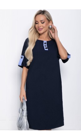 Платье Кайла люкс комбинированное (синее) П10873