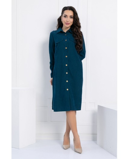 Платье-рубашка В большом городе (сине-зеленое) П12798М