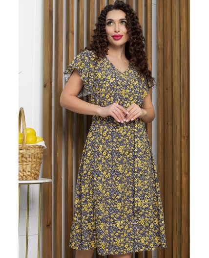 Платье Мелодия любви (серо-желтое) П13364-4М