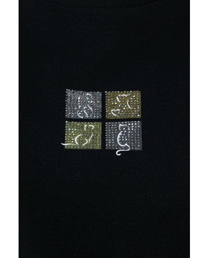 Футболка Аника (черная/коты) Б13494-20М