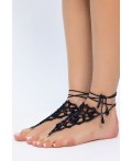 Барефуты Вязанные украшения на ноги (черный/серебро) БФ06