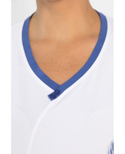 Блуза Лотус НЬЮ (бело-синяя) Б13975-20М