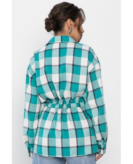Рубашка хлопковая Джанет (бело-зеленая) Б14270-4М
