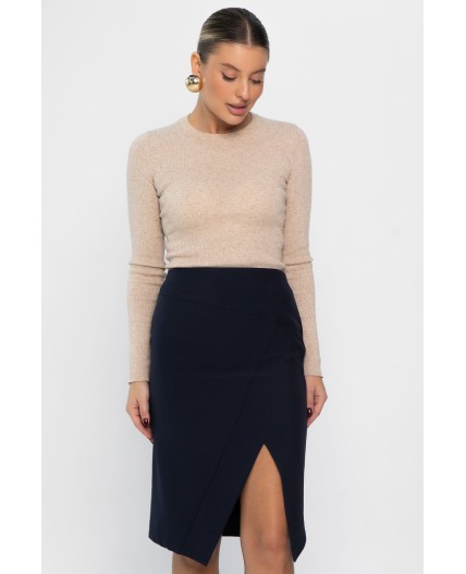 Юбка с разрезом Грейс (темно-синяя) Ю14269-30М