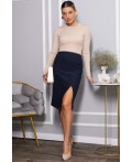 Юбка с разрезом Грейс (темно-синяя) Ю14269-30М