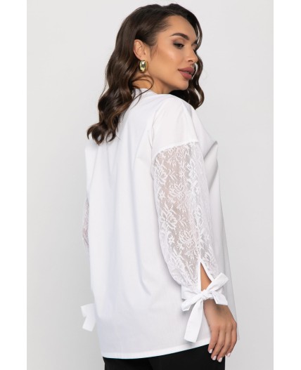 Блуза с завязками Ажур (белая) Б14386-10М