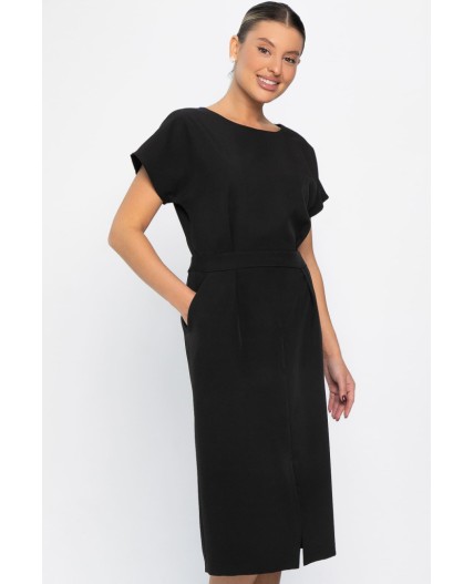 Платье с карманами Утренняя роса (черное) П14371-16М