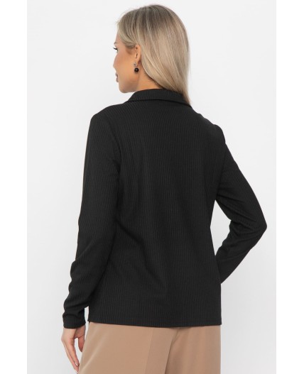 Лонгслив с воротничком Ритм жизни (черный) Б14408-6М