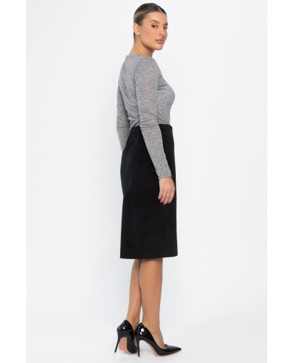 Юбка вельветовая Жасмин (черная) Ю14441-25М