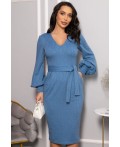 Платье с поясом Безупречный силуэт (синее) П14512-10М