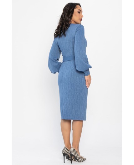 Платье с поясом Безупречный силуэт (синее) П14512-10М