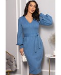Платье с поясом Безупречный силуэт (синее) П14512-10М