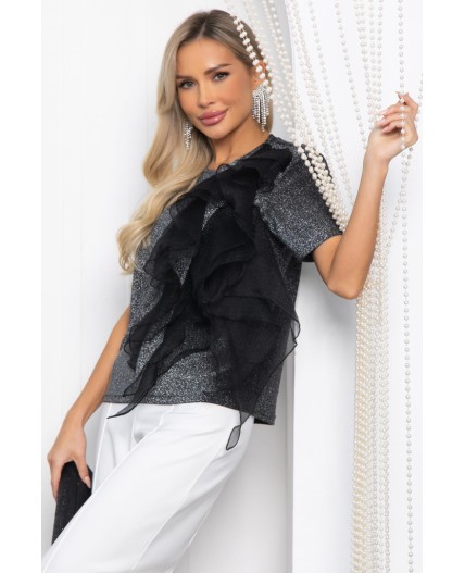 Блуза праздничная трикотажная Риана (серая) Б14617-5М