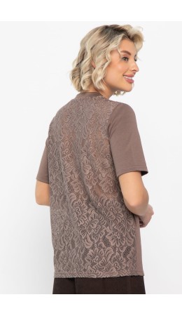 Футболка кружевная Нэсти (коричневая) Б14656-10М