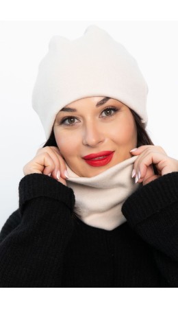 Комплект шапка шестиклинка и снуд (молочный) ШШС2-23М