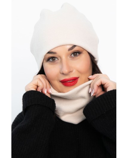 Комплект шапка шестиклинка и снуд (молочный) ШШС2-23М