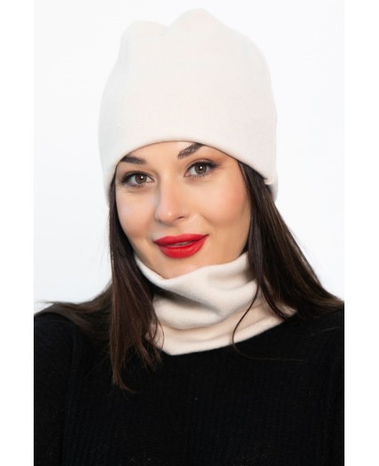 Комплект шапка шестиклинка и снуд (молочный) ШШС2-23М