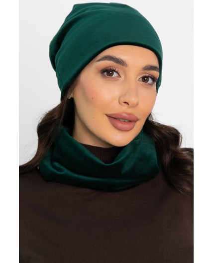 Комплект шапка шестиклинка и снуд (зеленый) ШШС5-23М