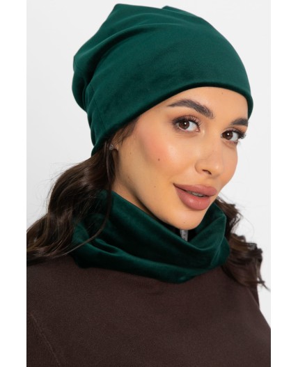 Комплект шапка шестиклинка и снуд (зеленый) ШШС5-23М