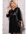 Платье со вставками из экокожи Эллис (черное) П14724-8М