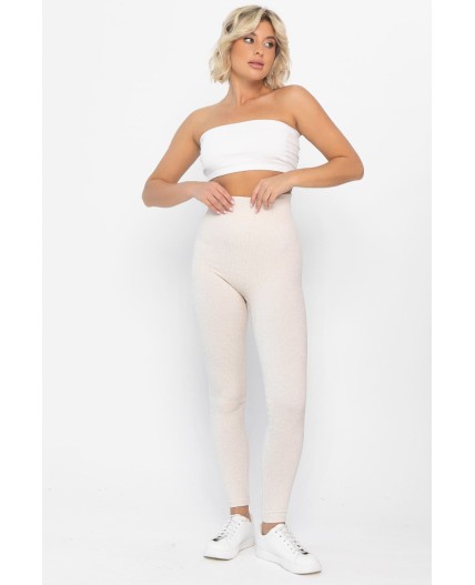 Лосины в рубчик утепленные (экрю) Б14805-7М