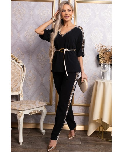 Костюм брючный Эними (черный/лео) К14848-8М