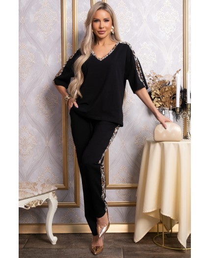 Костюм брючный Эними (черный/лео) К14848-8М