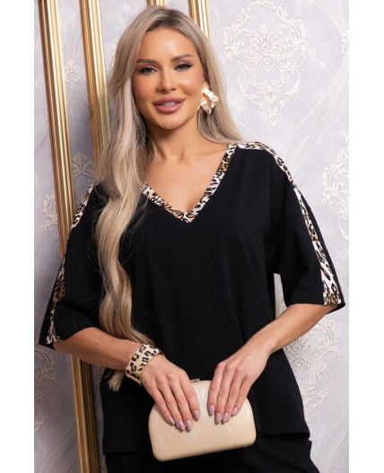 Костюм брючный Эними (черный/лео) К14848-8М