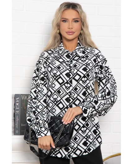 Блуза хлопковая Танец линий (черно-белая) Б14856-14М